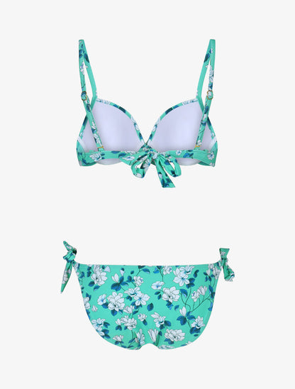 Maillot de bain 2 pièces à noeud imprimé floral - Vert d&