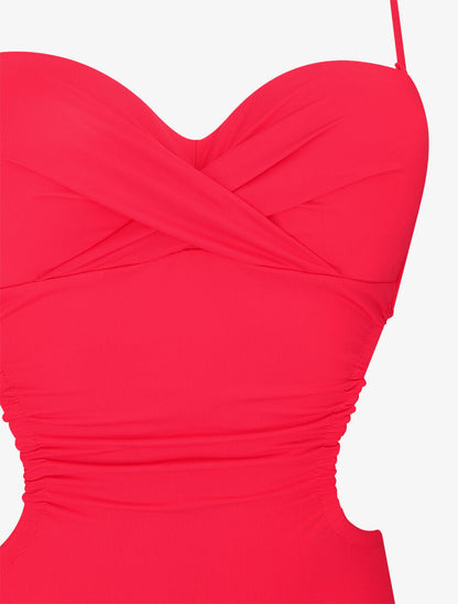Trikini uni torsadé - Rouge framboise - 3