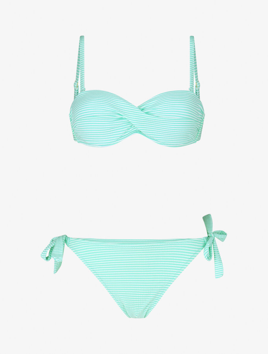 Bikini imprimé rayé - Vert - 4