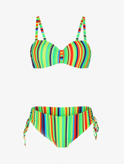 Bikini à imprimé rayures - Vert fluo - 4