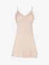 Nuisette satinée col en dentelle - Beige - 4