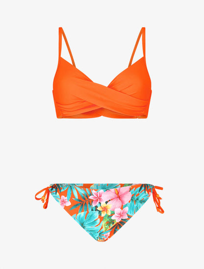 Bikini à imprimé tropical - Orange - 4