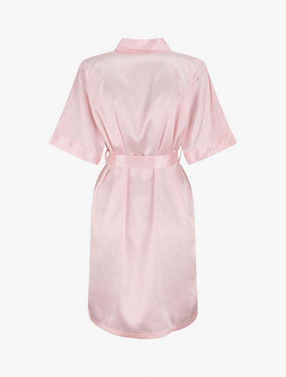 Ensemble kimono et nuisette satinés - Rose - 2