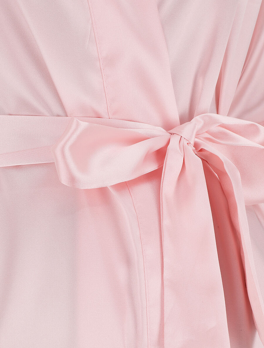 Ensemble kimono et nuisette satinés - Rose - 3