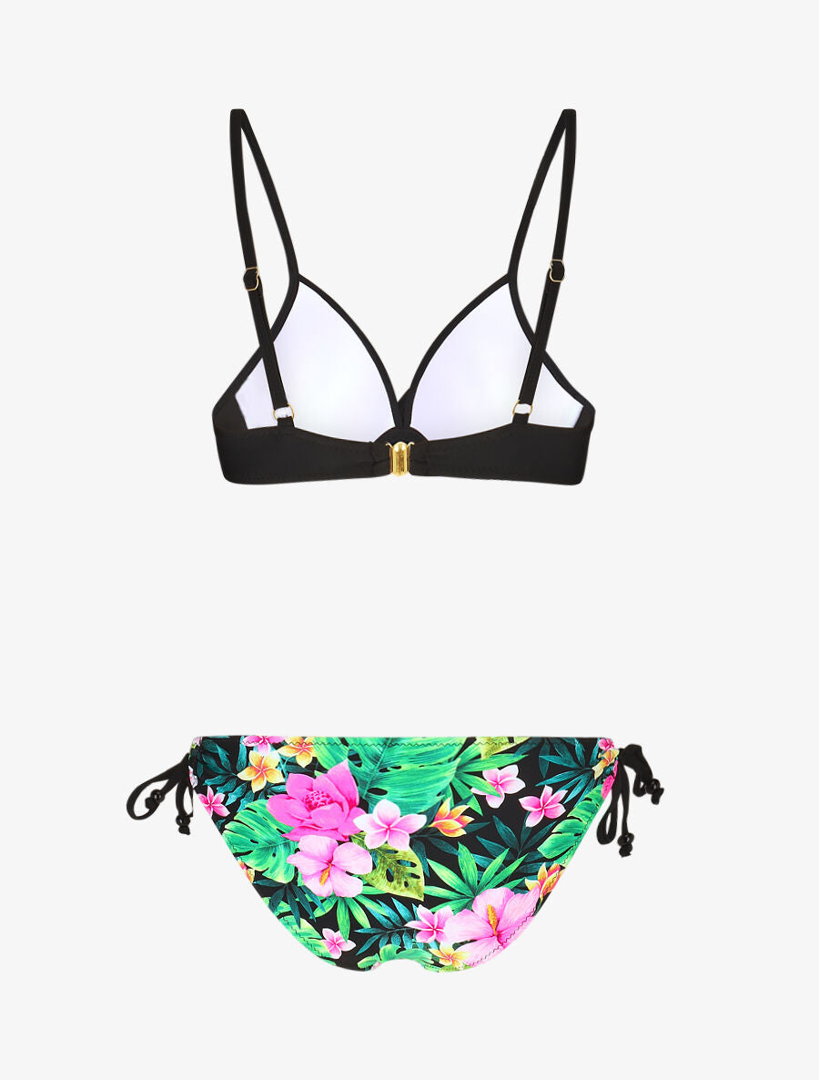 Bikini à imprimé tropical - Noir - 2
