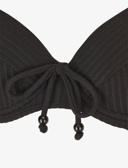 Bikini uni effet texturé - Noir - 3