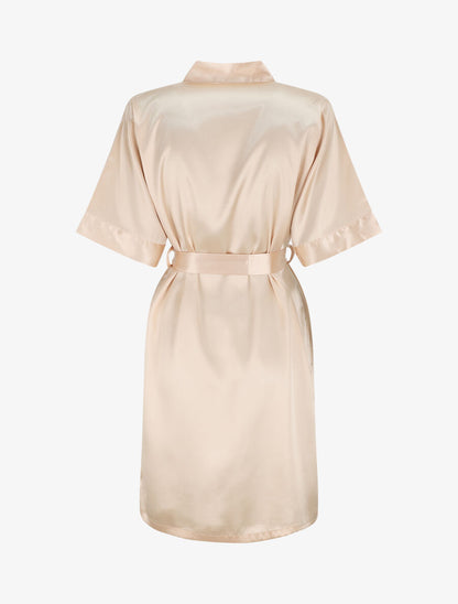 Ensemble kimono et nuisette satinés - Beige - 2