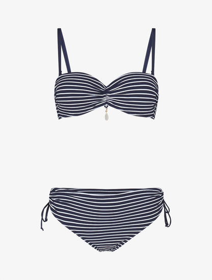 Bikini à imprimé style marinière - Marine - 1