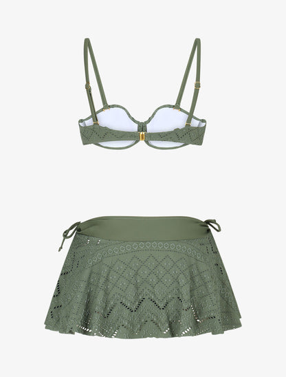 Ensemble de maillot de bain uni - Kaki - 2