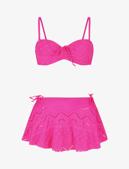 Ensemble de maillot de bain uni - Fushia - 5