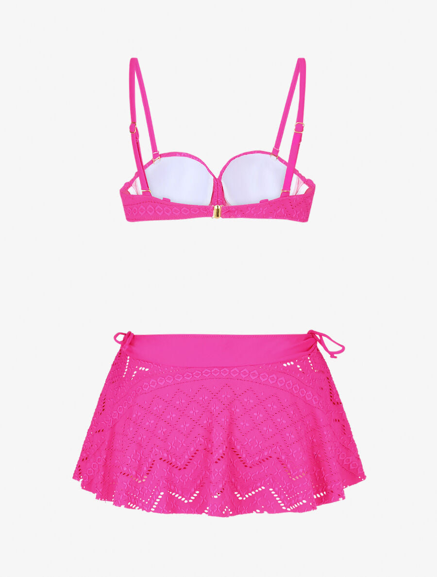 Ensemble de maillot de bain uni - Fushia - 2