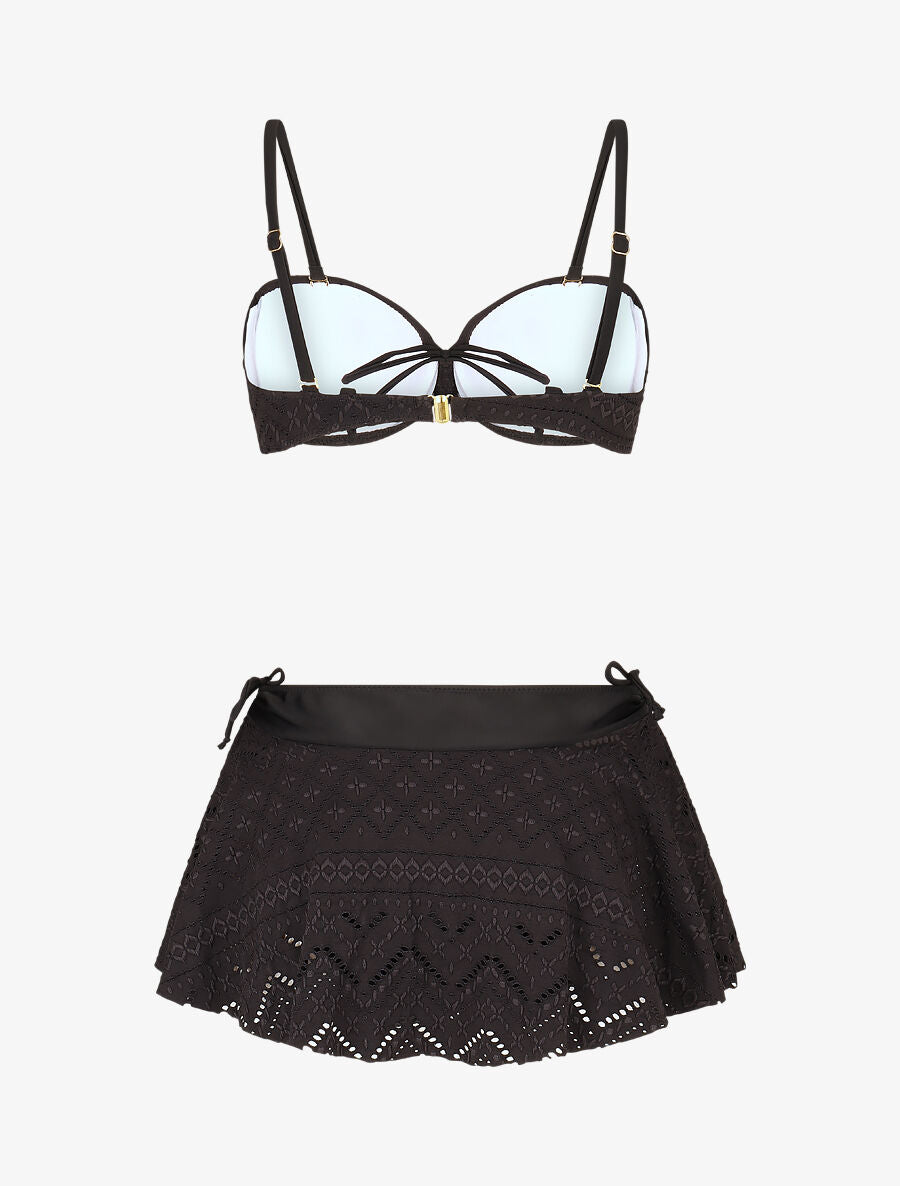 Ensemble de maillot de bain uni - Noir - 2