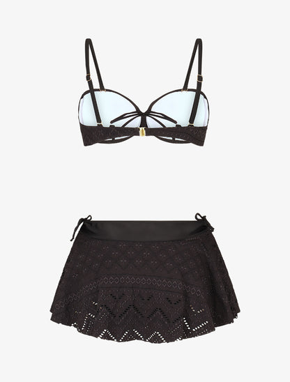 Ensemble de maillot de bain uni - Noir - 2
