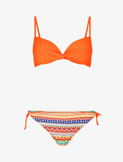Bikini dépareillé à imprimé aztèque - Orange - 4