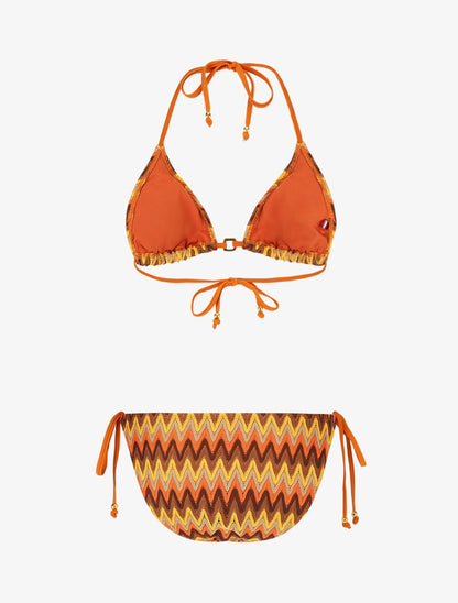 Bikini triangle imprimé zigzag - Marron - 2