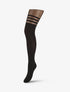 Collants en voile imprimé rayé - Noir - 1