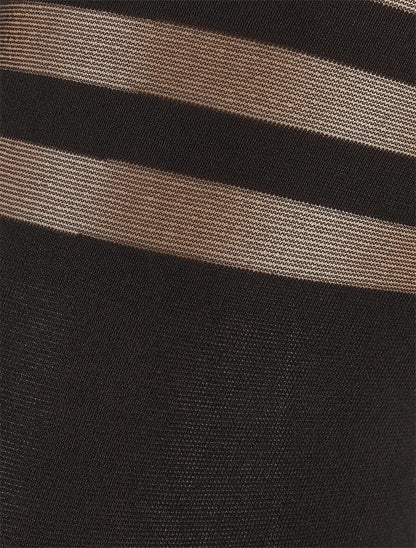 Collants en voile imprimé rayé - Noir - 2