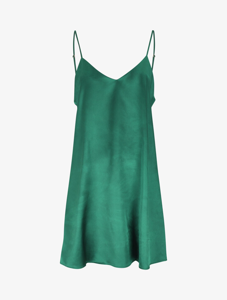 Ensemble kimono et nuisette satinés - Vert foncé - 4