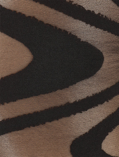 Collants en voile à motif vagues - Noir - 2