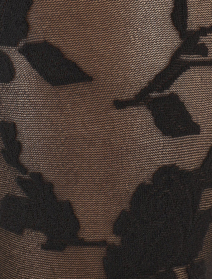 Collants en voile à imprimé floral - Noir - 2
