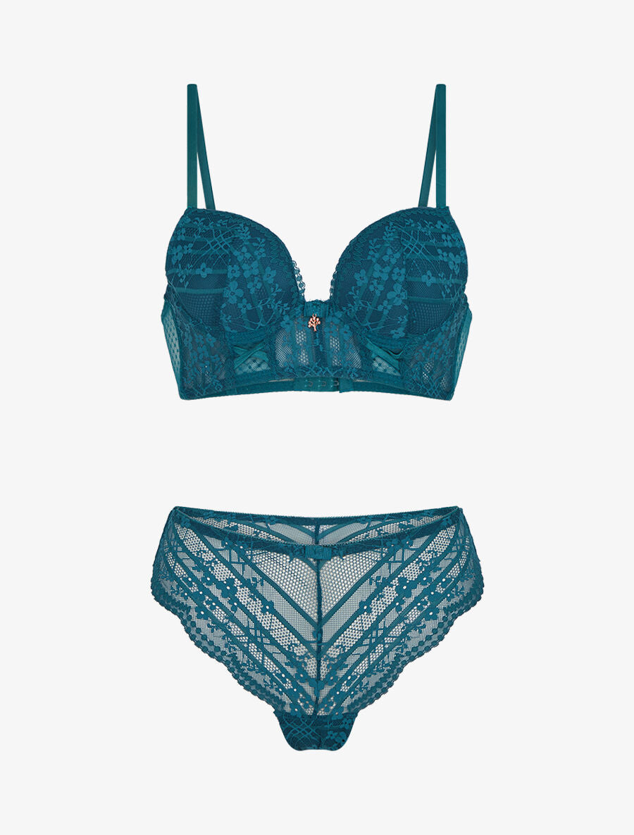 Set Di Biancheria Intima Di Pizzo Per Donna – 3 Pezzi (Reggiseno, Giarrettiera, Mutandine) Con Cinghie Regolabili, Trasparente E Nero