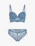 Ensemble soutien-gorge et culotte en dentelle - Bleu - 3