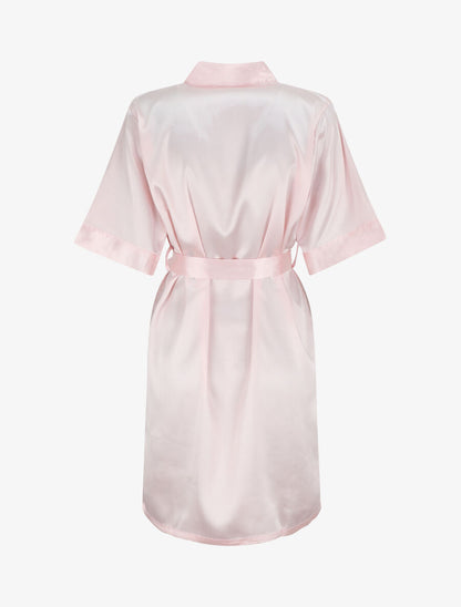 Kimono satiné manches courtes - Rose pastel - 2
