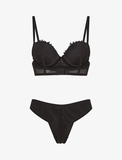 Ensemble soutien-gorge et tanga à bijoux lauriers strassés - Noir - 2