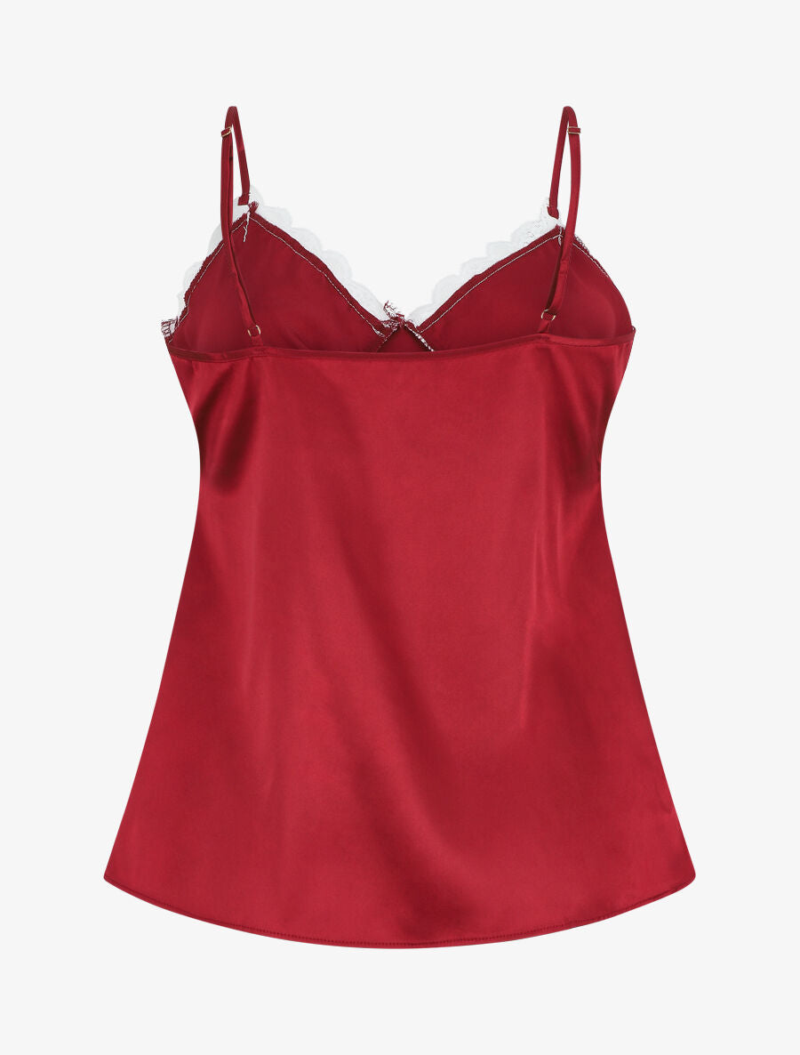 Ensemble caraco et short de pyjama satiné - Bordeaux - 2