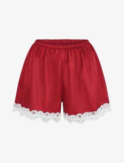 Ensemble caraco et short de pyjama satiné - Bordeaux - 4