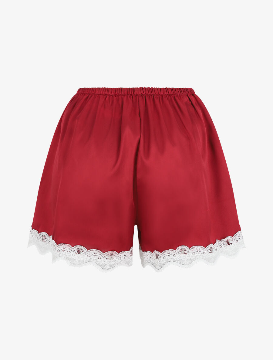 Ensemble caraco et short de pyjama satiné - Bordeaux - 5