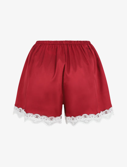 Ensemble caraco et short de pyjama satiné - Bordeaux - 5