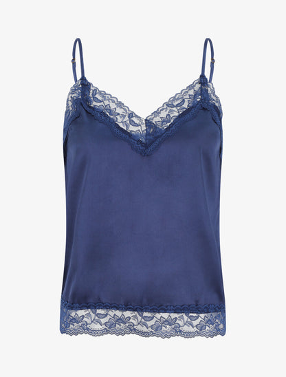 Ensemble caraco et short de pyjama à dentelle - Marine - 1