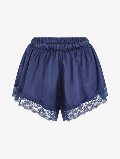 Ensemble caraco et short de pyjama à dentelle - Marine - 4