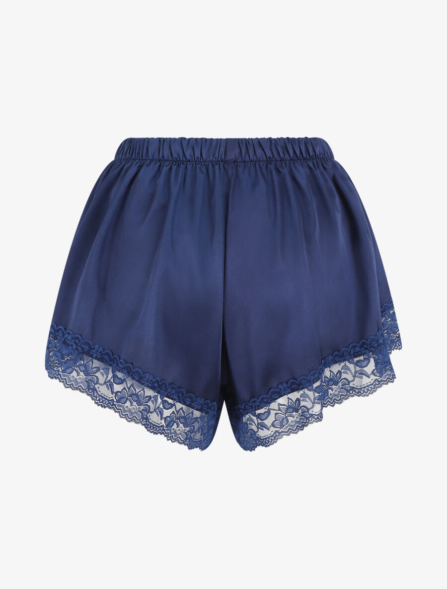 Ensemble caraco et short de pyjama à dentelle - Marine - 5
