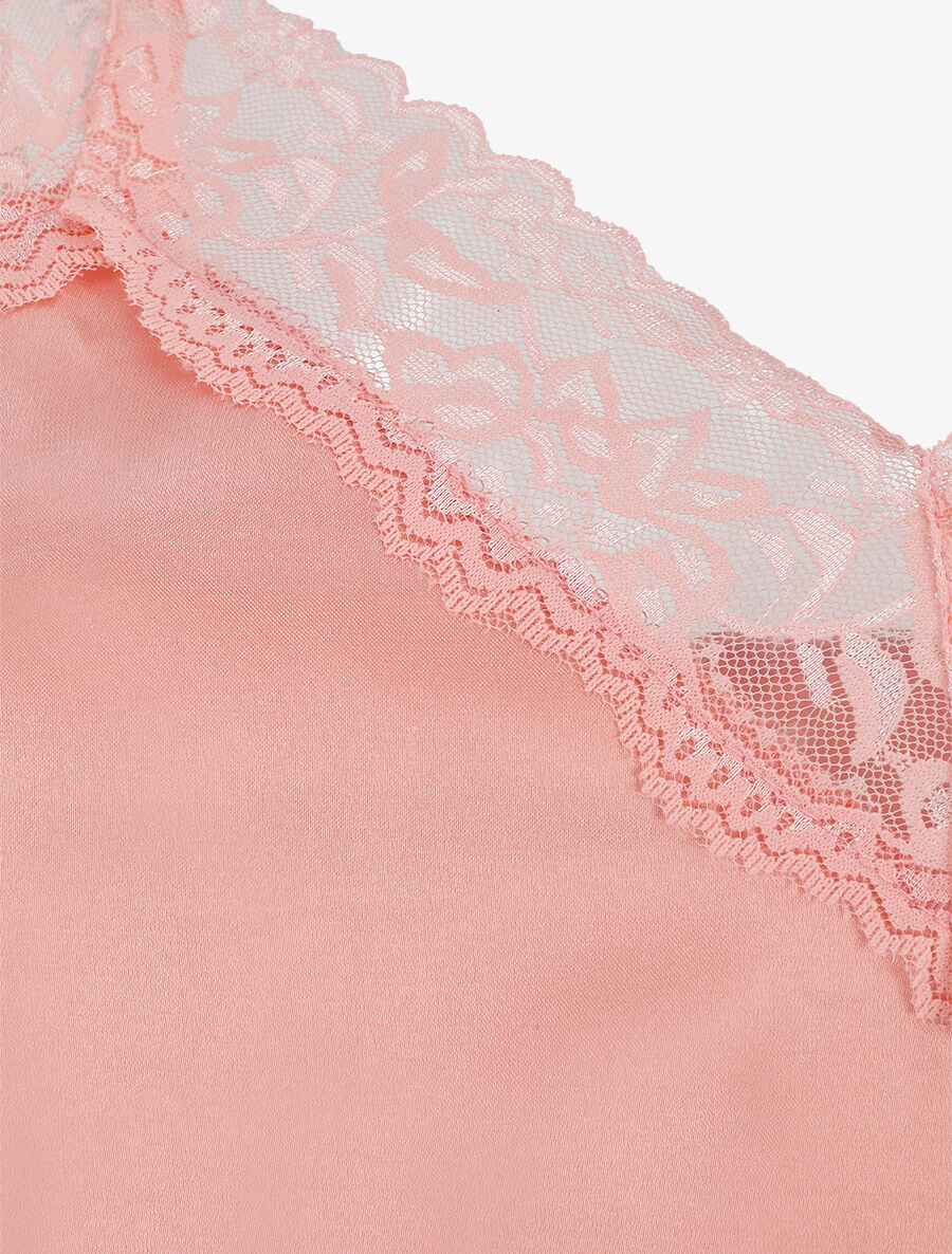 Ensemble caraco et short de pyjama à dentelle - Rose - 3