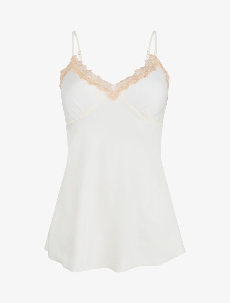 Ensemble caraco et short de pyjama satiné à dentelle - Blanc - 6