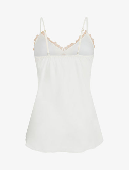 Ensemble caraco et short de pyjama satiné à dentelle - Blanc - 2