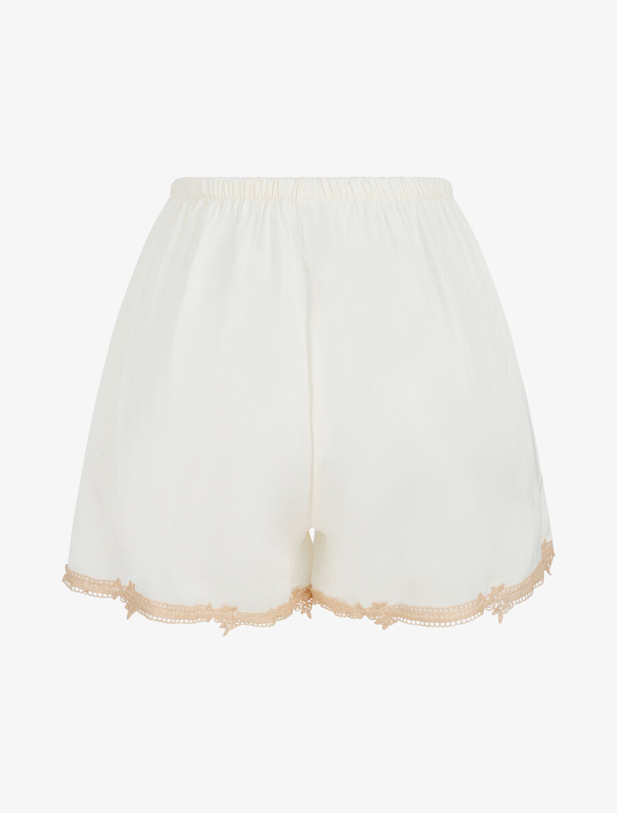 Ensemble caraco et short de pyjama satiné à dentelle - Blanc - 5