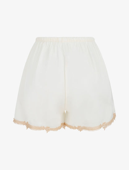 Ensemble caraco et short de pyjama satiné à dentelle - Blanc - 5