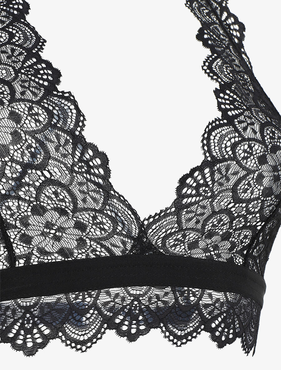 Ensemble soutien-gorge et shorty en dentelle - Noir - 3