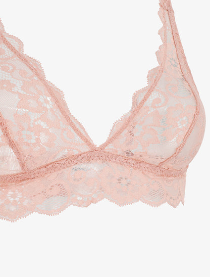 Ensemble soutien-gorge triangle et tanga en dentelle - Rose - 4