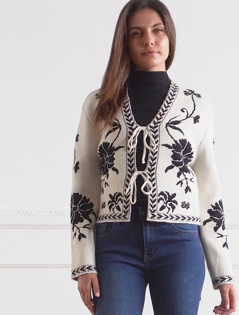 Gilet da annodare con stampa barocca - Bianco