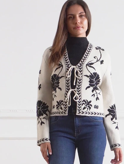 Gilet da annodare con stampa barocca - Bianco